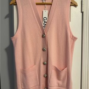 GANNI Pink Cashmere Knit Vest